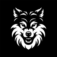 Fototapeta premium Wolf Head Logo Peak Frame