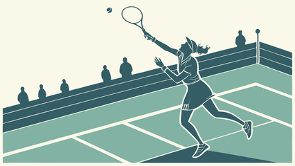 Tennis Player Serving Ball at Perfect Athletic Moment