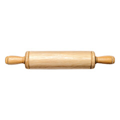 Wooden rolling pin isolated on white background for baking or cooking.