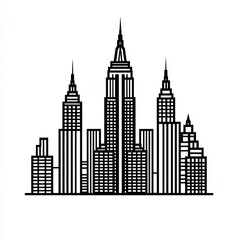 Naklejka premium Cityscape, New York skyline, buildings, illustration, urban background, design element