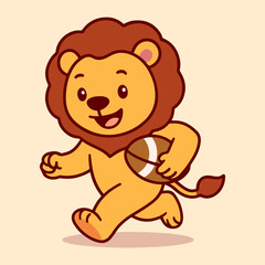 vector cartoon of cute chibi lion sport mascot