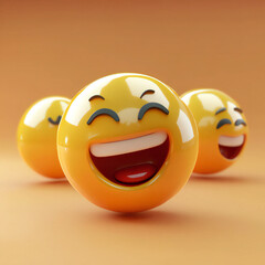Emoji - 3D Generated Facial Expression , happy mood, Laugh.