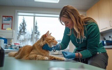 Veterinary Care for a Fluffy Cat: Expert Exam in Clinic
