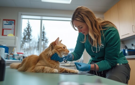 Veterinary Care for a Fluffy Cat: Expert Exam in Clinic
