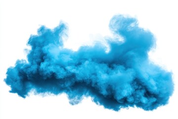 Vibrant blue cloud-like smoke plume against a white background