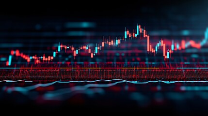 financial market data trend analysis with candlestick charts and digital trading visuals