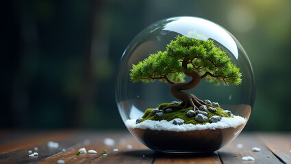 Miniature Bonsai Inside Glass Sphere