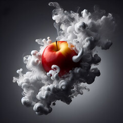 Apple in White Dreamlike Smoke