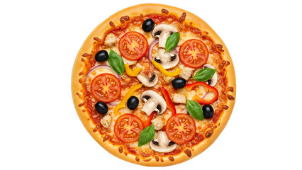 Vegetarian Pizza with Toppings Isolated on Transparent Background
