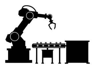 robot arm on production line isolated black vector