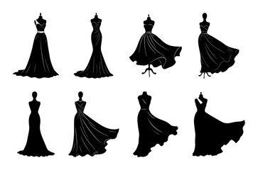 elegant dresses on mannequins minimalist silhouette art