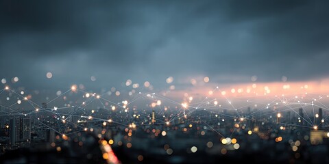 Fototapeta premium City at night, connected by light