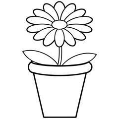 Minimalist Bloom A Single Line Flower in Pot