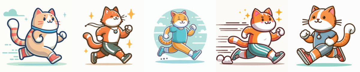 vector of a cat jogging.