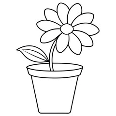 Minimalist Bloom A Single Line Flower in Pot