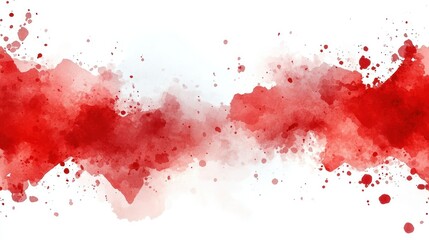 Fototapeta premium Red watercolor splash banner, white background, design element
