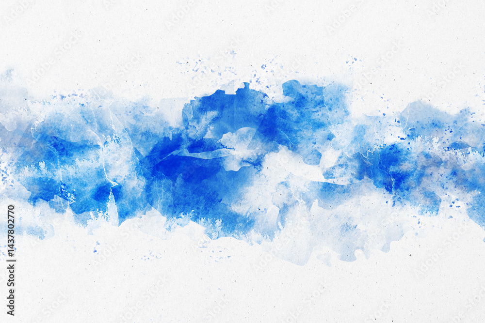 Poster Abstract blue watercolor texture with artistic splashes and soft gradients on white background for creative design backdrop or wallpaper use. 3D Rendering