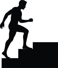 Man Walking Step Up Icon Silhouette | Climbing Progress Vector Set Step Up Man Silhouette Set | Success Climb Icon Vector