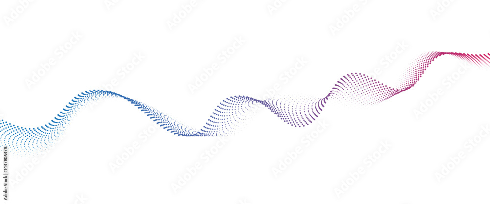 Fototapete flowing dot wave halftone gradient pattern on transparent background
