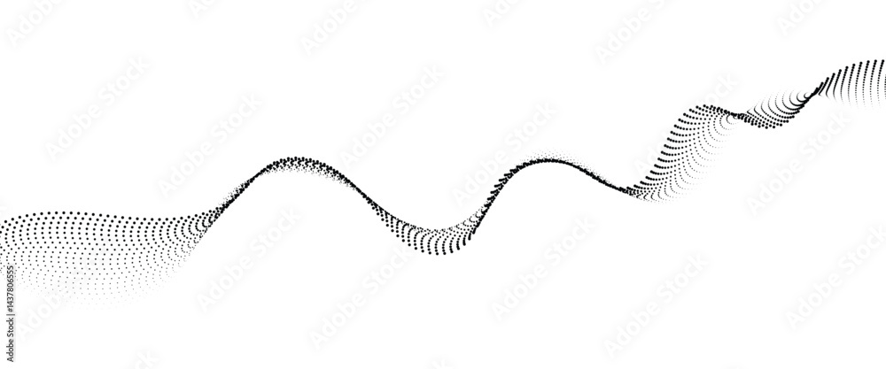 Fototapete Flowing Dot Wave halftone gradient pattern on transparent background	