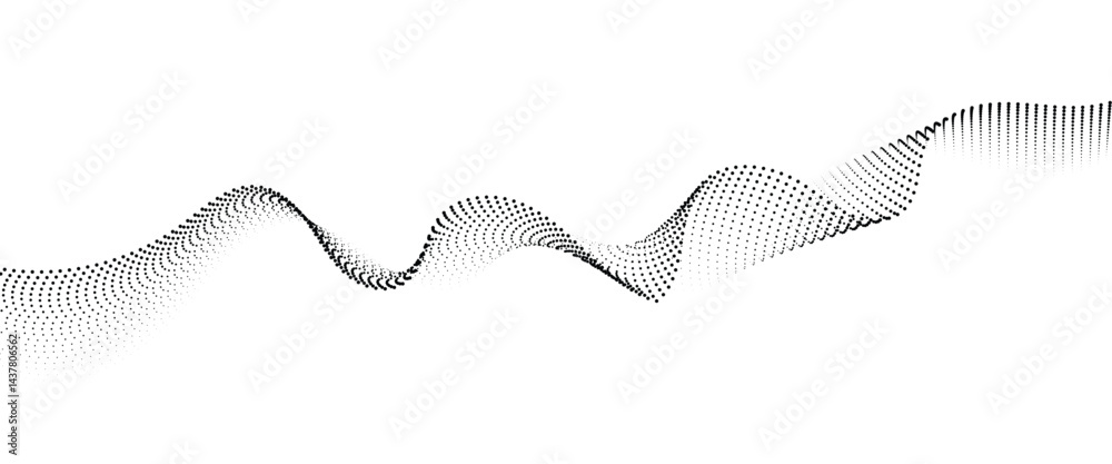 Leinwandbilder flowing dot wave halftone gradient pattern on transparent background