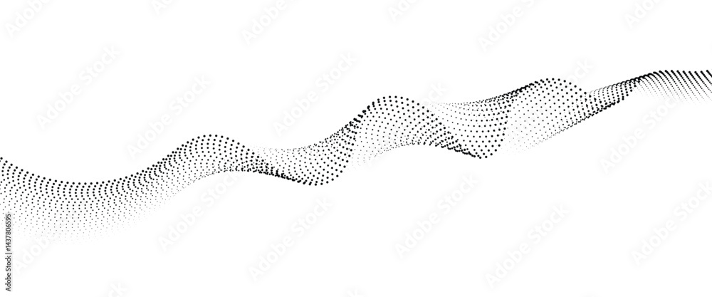 Leinwandbilder flowing dot wave halftone gradient pattern on transparent background
