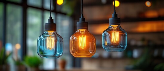 Obraz premium Cafe Bulbs Glow, Indoor Lighting