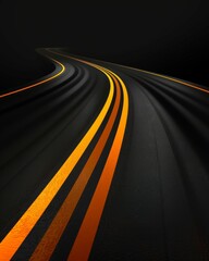 Curved highway with asphalt road in a detailed 3d illustration for visual representation