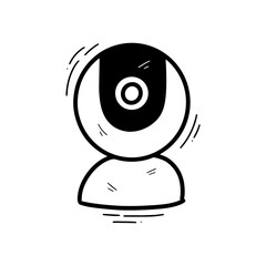 Obraz premium Hand Drawn Security Camera Illustration. Doodle Vector. Isolated on White Background - EPS 10 Vector