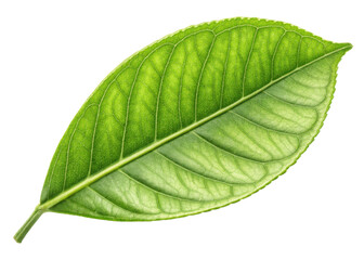 Obraz premium Fresh green leaf with detailed veins and texture, perfect for natural and botanical designs with hint of lemon freshness