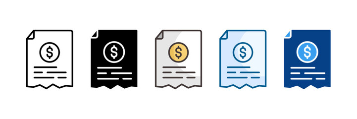 Bill Icon Set Multiple Style Collection