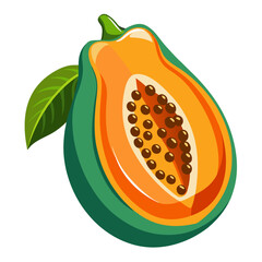 Piece of ripe papaya fruit with seeds isolated on white