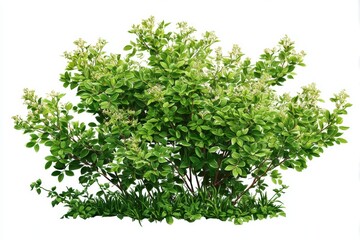 Obraz premium Dense foliage garden shrub with realistic botany isolated on a white background perfect for mockup design purposes