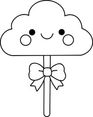 Cute cloud character with smiling face and bow, perfect for playful designs
