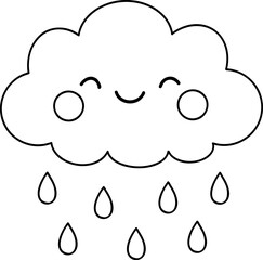 Cute smiling cloud with raindrops, perfect for rainy day theme