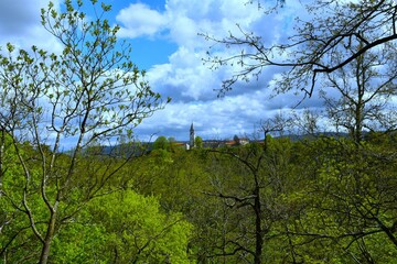 Church tower at Škocja village in Primorska, Slovenia