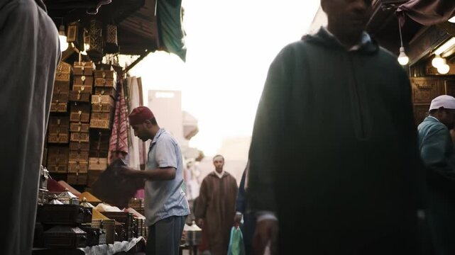 Exploring a vibrant market in Morocco during the early morning hours