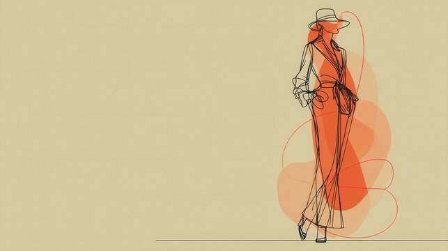 Feminine silhouette in minimal line art, filled with a soft transparent wash, creating an ethereal and empowering visual.