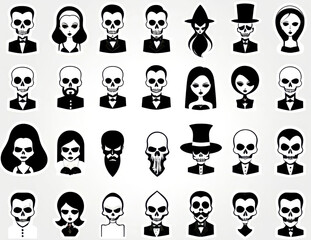Fototapeta premium set of people icons, men and women symbols on white, avatars of persons