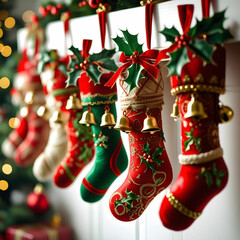 Beautiful Christmas stocking hangers isolated