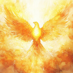 Golden illustration radiates hope and strength in vibrant, artistic display