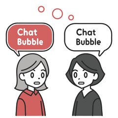 Two Women Having a Conversation with Chat Bubbles