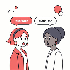 Two Women Communicating Using Language Translation