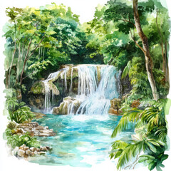 Naklejka premium Realistic waterfall scene is so peaceful, like dream made real