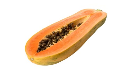 Fresh papaya showcasing bright orange flesh and black seeds, ideal for health-related content.