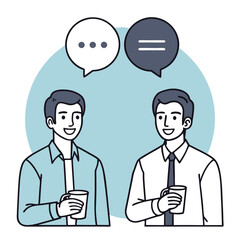 Two Businessmen Having a Coffee Break Conversation