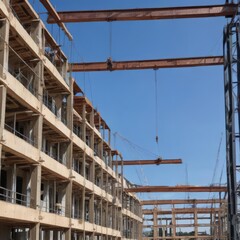 building under construction, construction site with crane, construction site with cranes