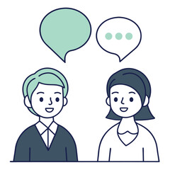 Two Business People Talking with Speech Bubbles