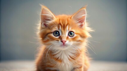 Fototapeta premium A captivating portrait of an adorable ginger kitten, showcasing its fluffy fur, bright eyes, and endearing expression, perfect for pet-related projects or heartwarming designs.
