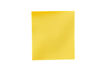 Blank Yellow Note Paper Isolated on Transparent Background PNG.